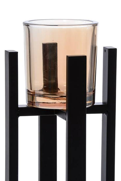 9.5&quot; Metal Candle Holder W/glass