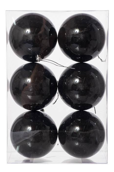 100mm Plastic Ball Shiny Black Pkg/6