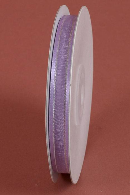 3/8" X 25yds Sheer Satin Ribbon W/silver Trim (Lavender)