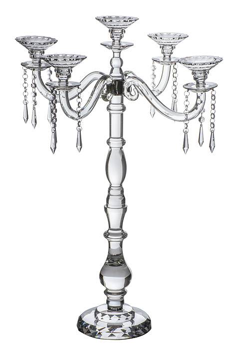 30" Crystal 5-lite Candelabrum W/beads Clear