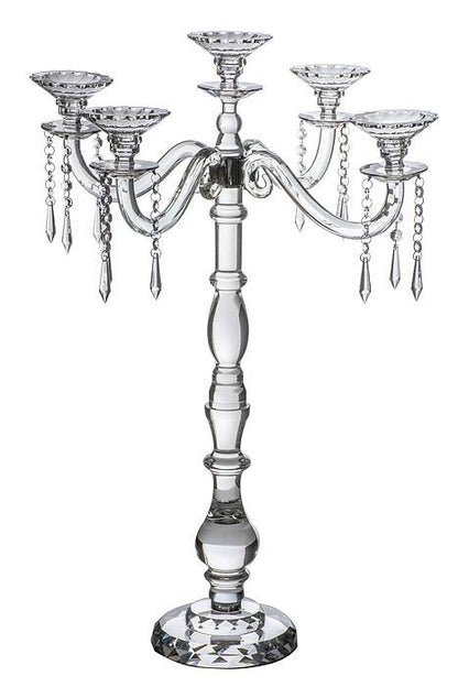30" Crystal 5-lite Candelabrum W/beads Clear