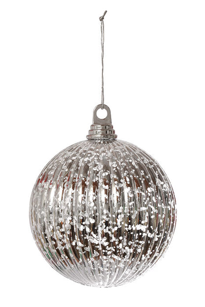 150Mm Vertical Stripe Ball Ornament Mercury (Silver) Pkg/2