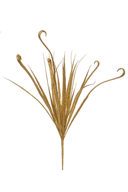 35" Glittered Curly Grass Bush Gold