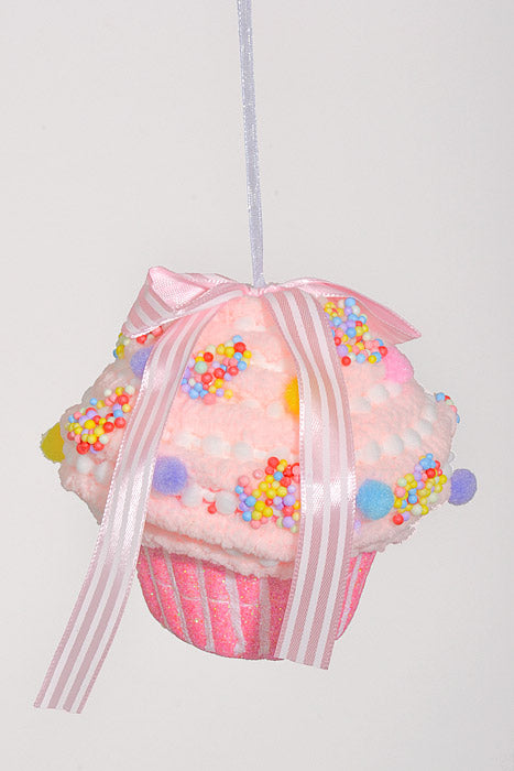 4.7"x 4.3" Cupcake Ornament Pink