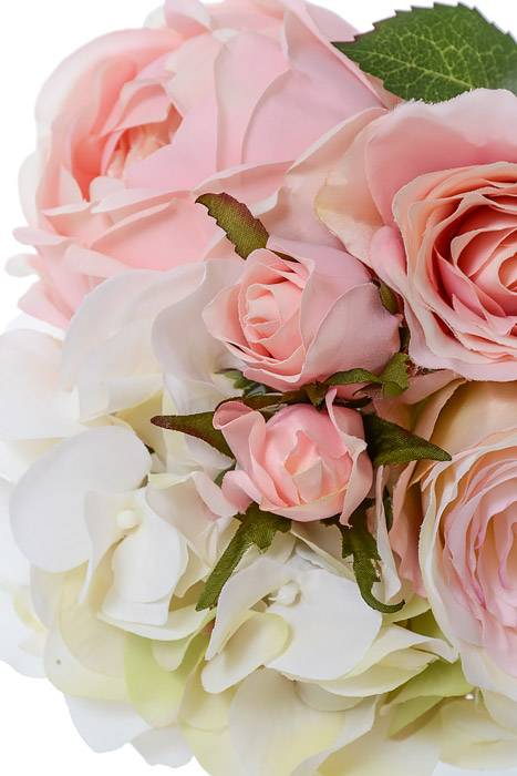 11" Hydrangea/rose/peony Bouquet Pink/green