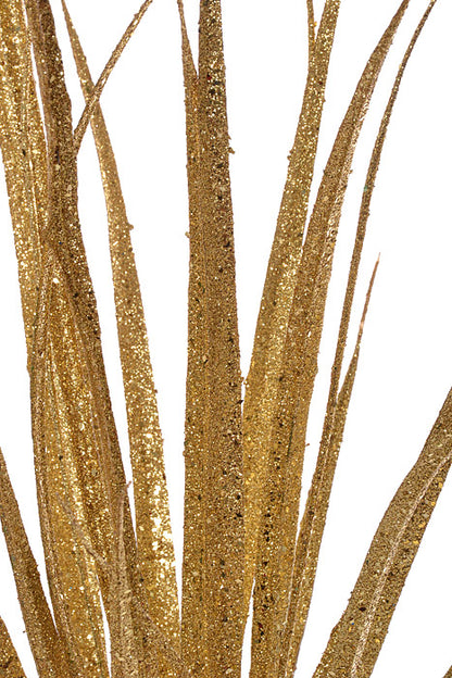 35" Glittered Curly Grass Bush Gold