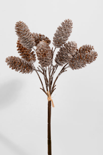 15" Snow Pinecone Bundle Natural