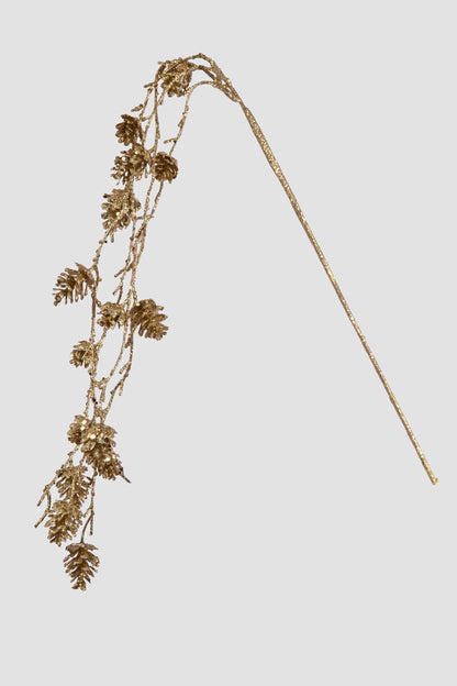 37.5" Hanging Glitter Pinecone Spray Champagne