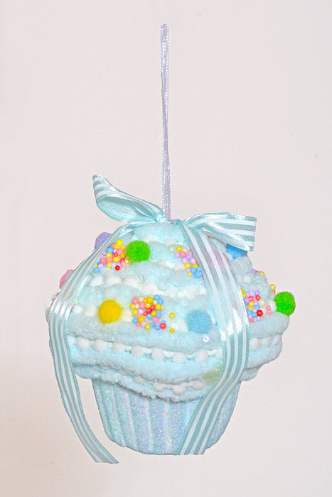 4.7"x 4.3" Cupcake Ornament Blue