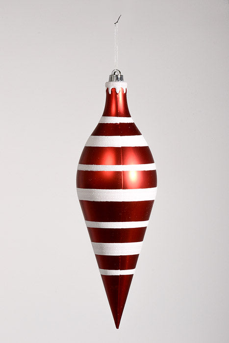 16" Finial Ornament Red/White