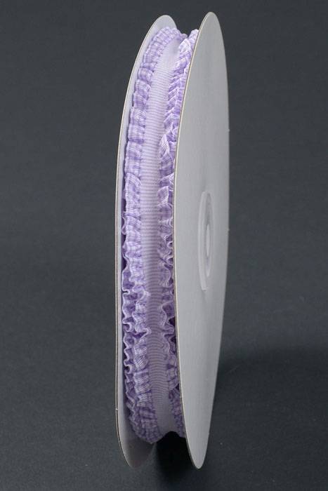 5/8" X 10yds Stripe/checker Elastic Ruffle Ribbon Lavender