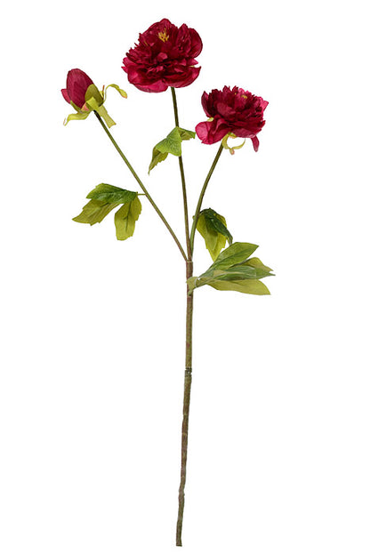 24.5" Silk Peony Spray Burgundy