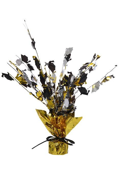 15" Grad Cap Gleam Burt Black/Gold/Silver