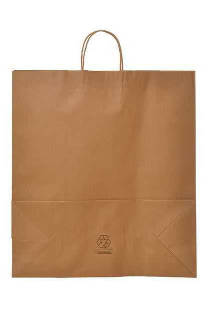 18 X 7.5 X 20" Jumbo Kraft Shopping Bag Natural Pkg/10