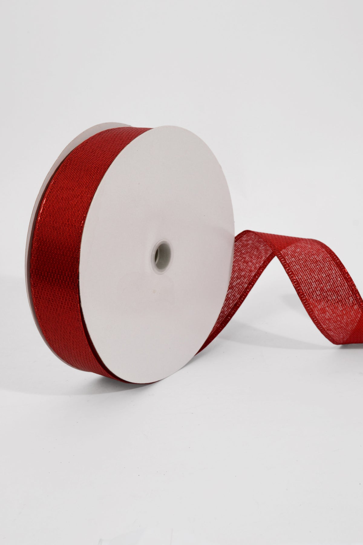 1.5" X 50Yds Wired Stairstep Woven Metallic Ribbon Red