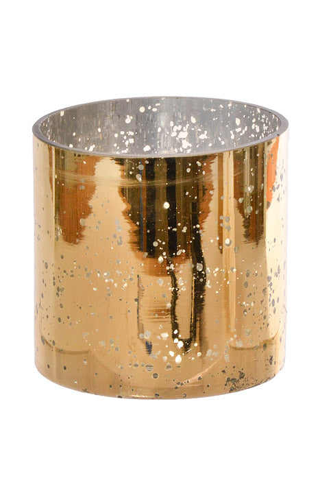 4&quot; X 4&quot; Mercury Glass Cylinder Vase Gold