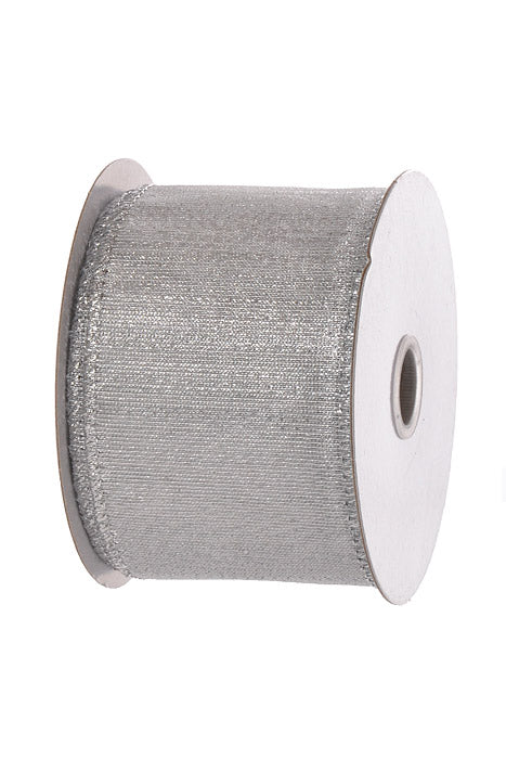 2.5" X 10Yds Wired Metallic Sheer Ribbon Silver