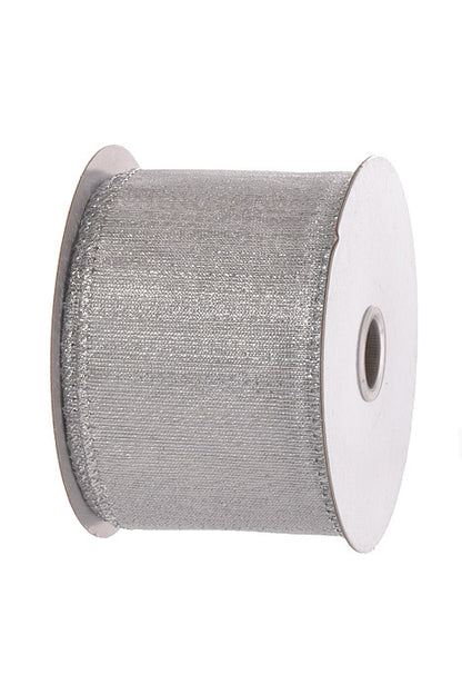 2.5" X 10Yds Wired Metallic Sheer Ribbon Silver
