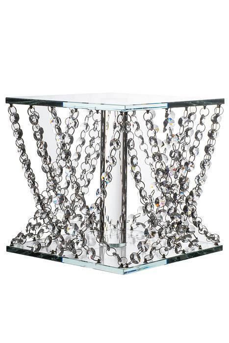 8 X 8"h Square Cake Stand W/crystal Bead Clear
