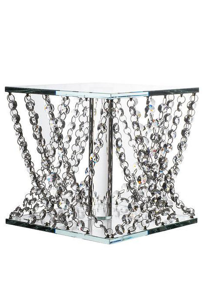 8 X 8"h Square Cake Stand W/crystal Bead Clear
