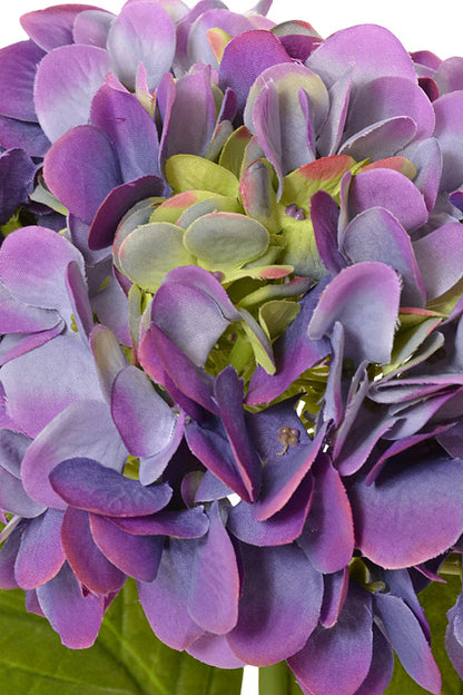 19" Silk Hydrangea Stem W/2 leaves (Purple)