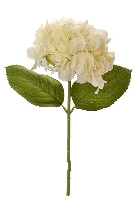 19" Silk Hydrangea Stem W/2 leaves (Cream)