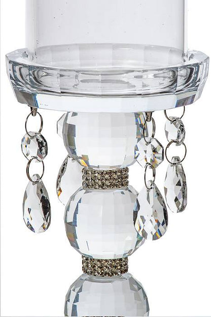16.25&quot; Candle Holder W/rhinestone/beads Clear