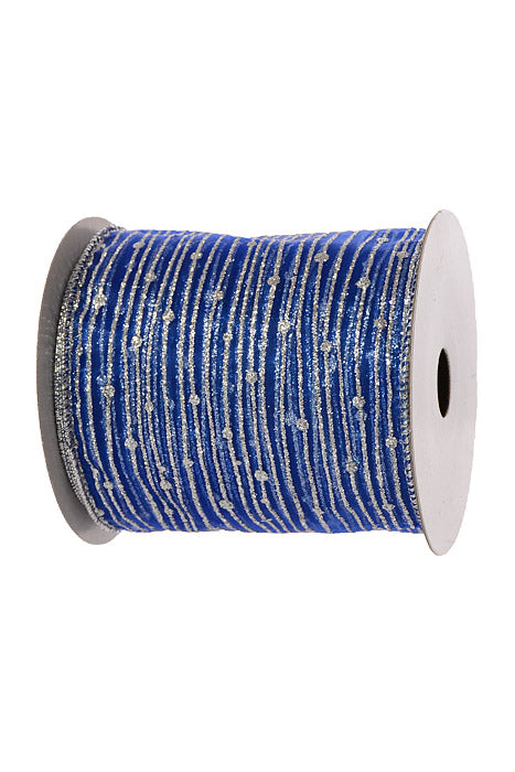 4" X 10Yds Wired Twinkling Ribbon Royal
