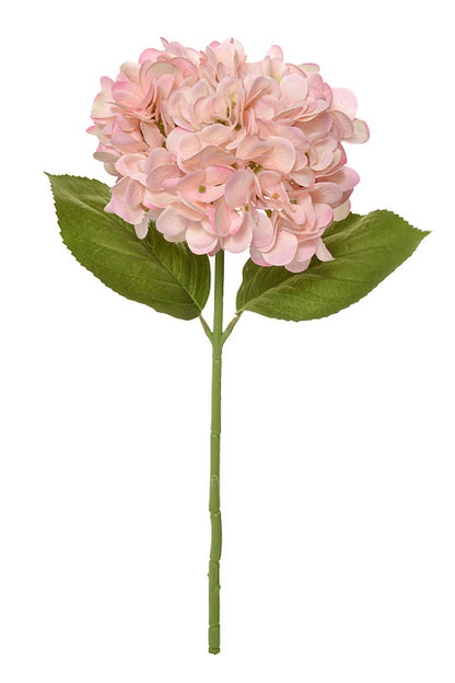 19" Silk Hydrangea Stem W/2 leaves (Pink)
