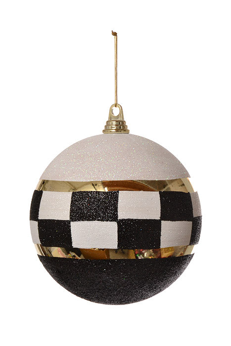 200Mm Ball Ornament (Gold/Black/White)