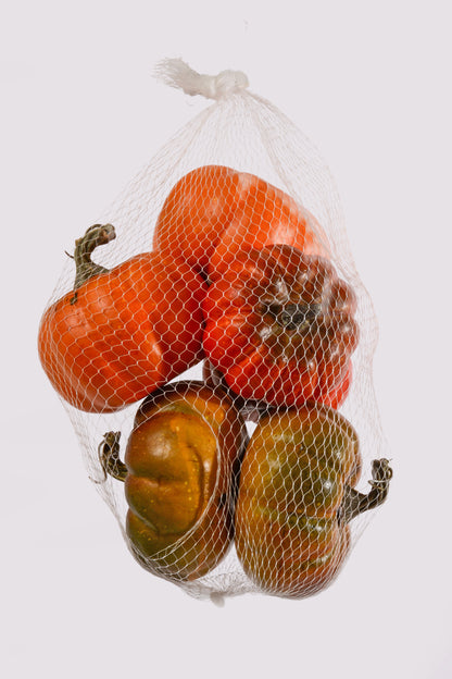 3" -2.5" Pumpkin In Net Orange/Green Pkg6
