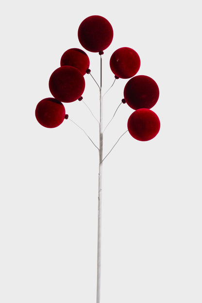 24" Flocked Ball Spray Burgundy