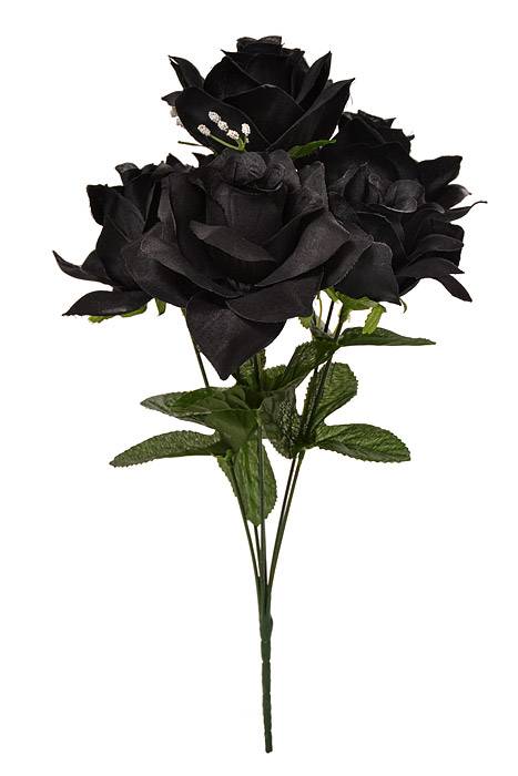 16" Printing Rose Bush Black