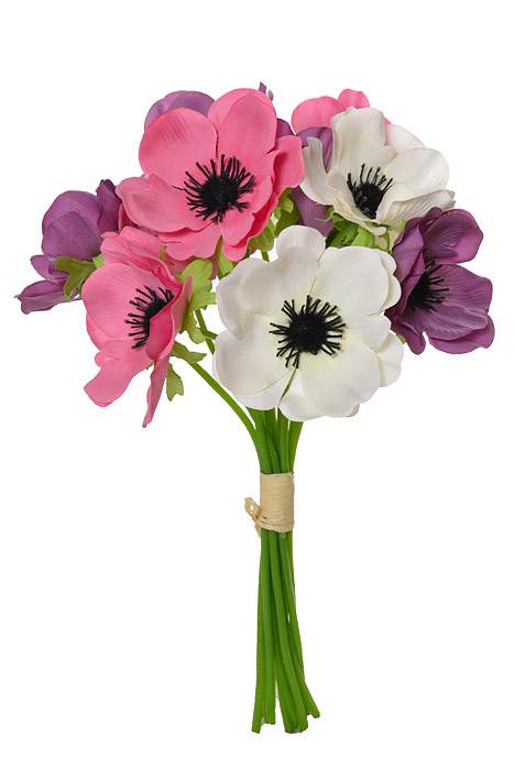 11&quot; Silk Anemone Bundle Purple/White/Pink