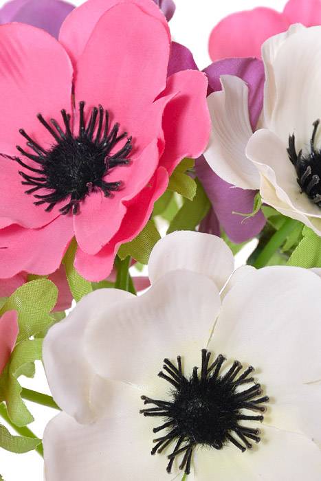 11&quot; Silk Anemone Bundle Purple/White/Pink