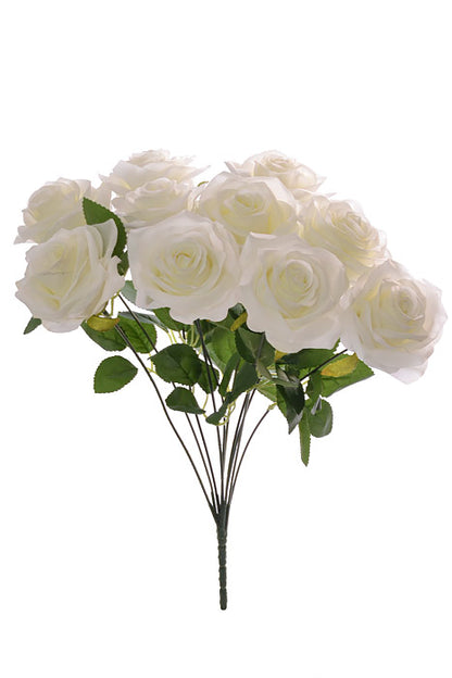 18.5" Silk Rose Bush Crema White