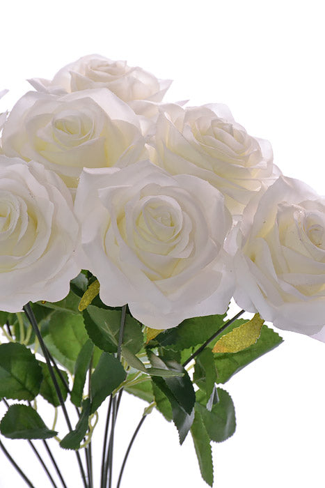 18.5" Silk Rose Bush Crema White