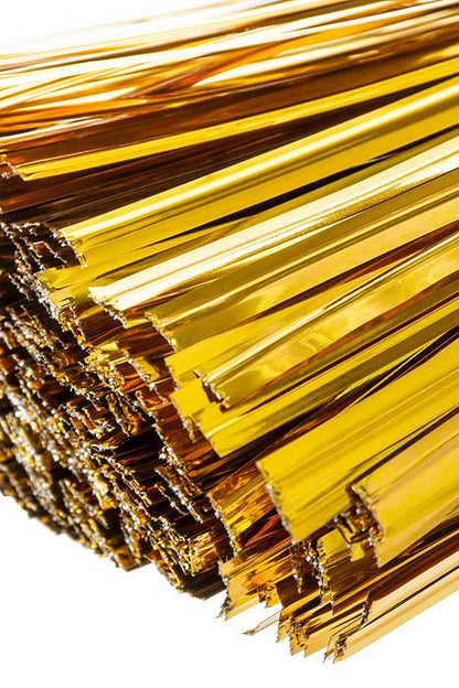 6" Twist Tie Gold Pkg/750