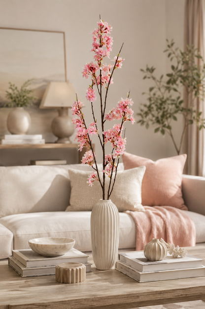 51" Silk Cherry Blossom Spray Pink/cream