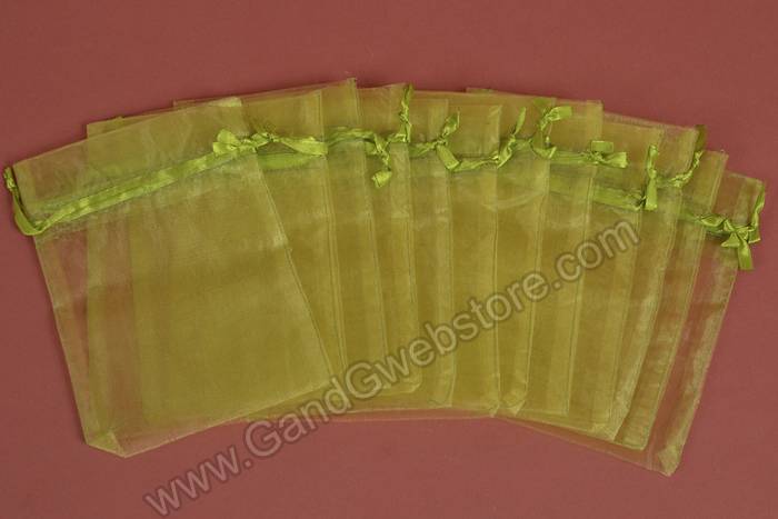 5" X 7" Organza Pouches Bag Apple Green Pkg/12