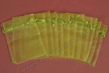 5" X 7" Organza Pouches Bag Apple Green Pkg/12