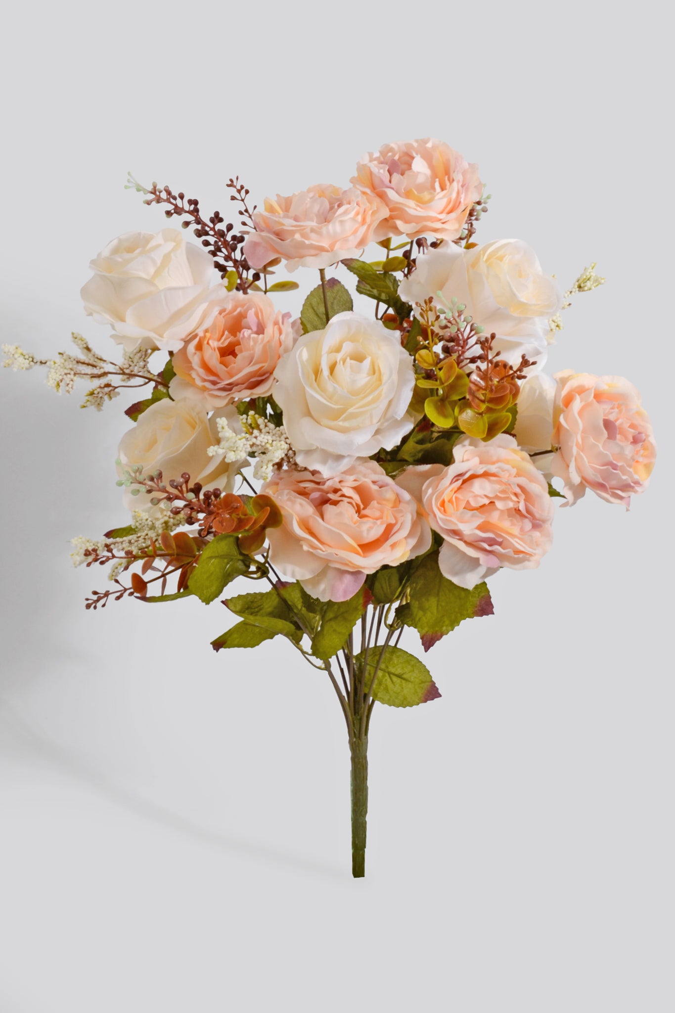 22" Silk Rose Bud Bush Beige