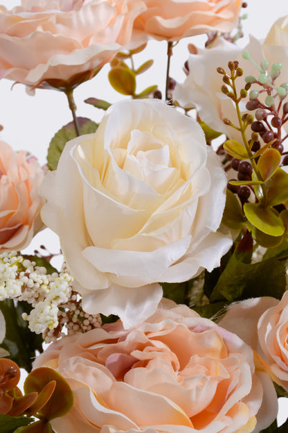 22" Silk Rose Bud Bush Beige
