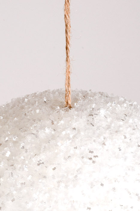8" Sparkle Tinsel Ornament Ball White