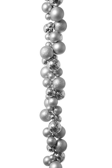 8ft Shiny/matte/glitter Ball Garland Silver
