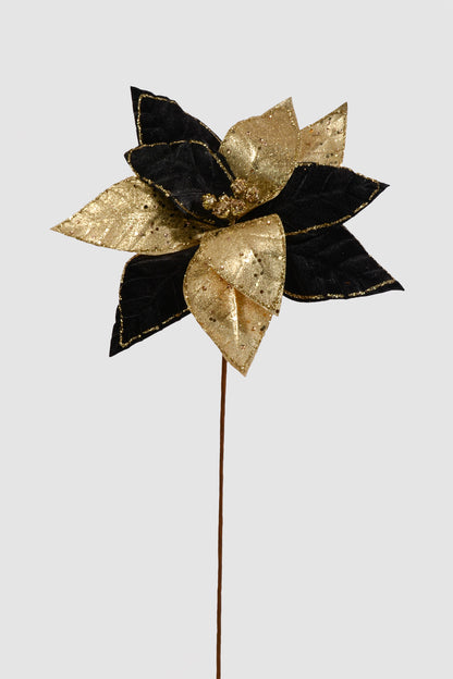 26" Poinsettia Stem Black/Champagne