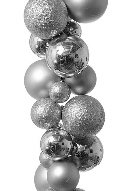 8ft Shiny/matte/glitter Ball Garland Silver