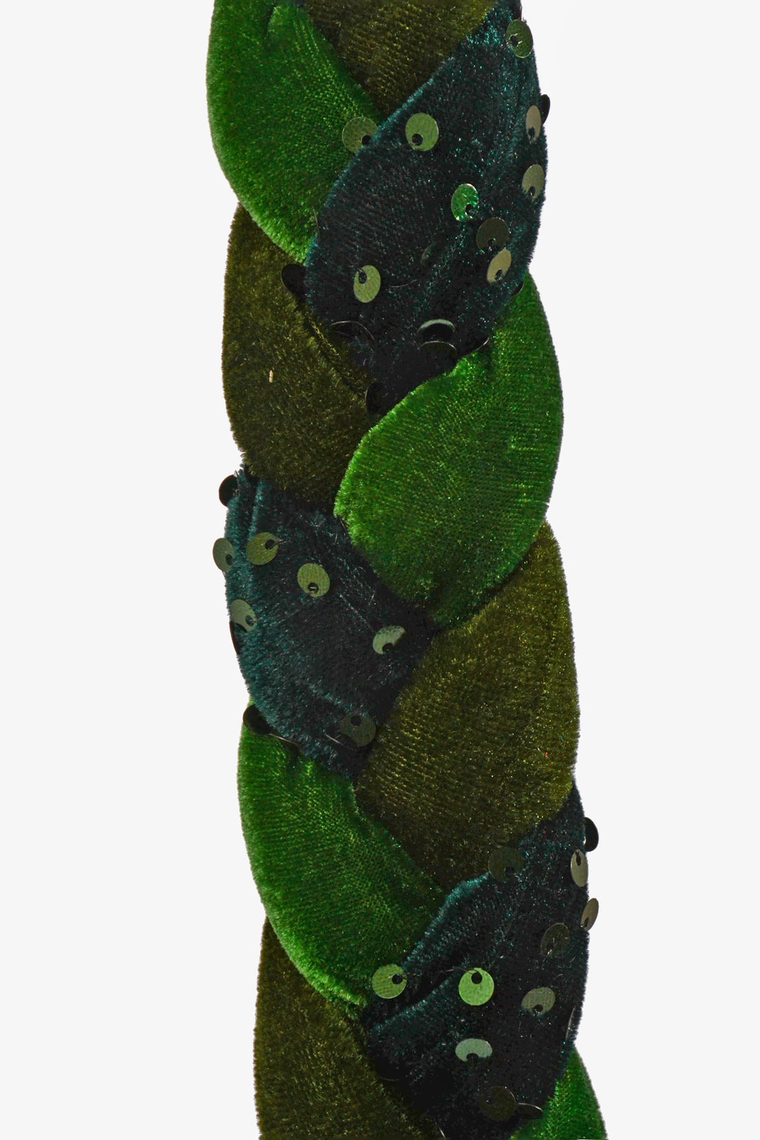 60" Velvet/Sequin Braided Roping Green