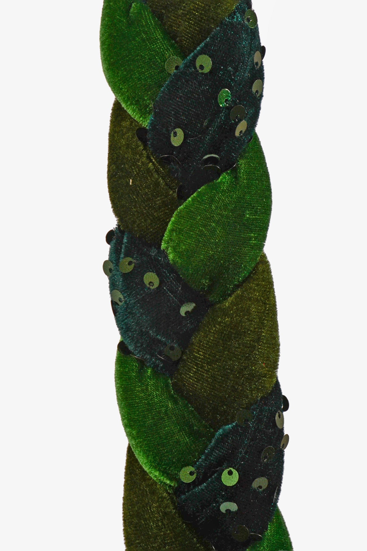 60" Velvet/Sequin Braided Roping Green