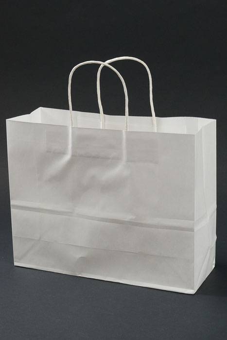 12.5" X 4.25" X 9.75" Kraft Shopping Bag White Pkg/12
